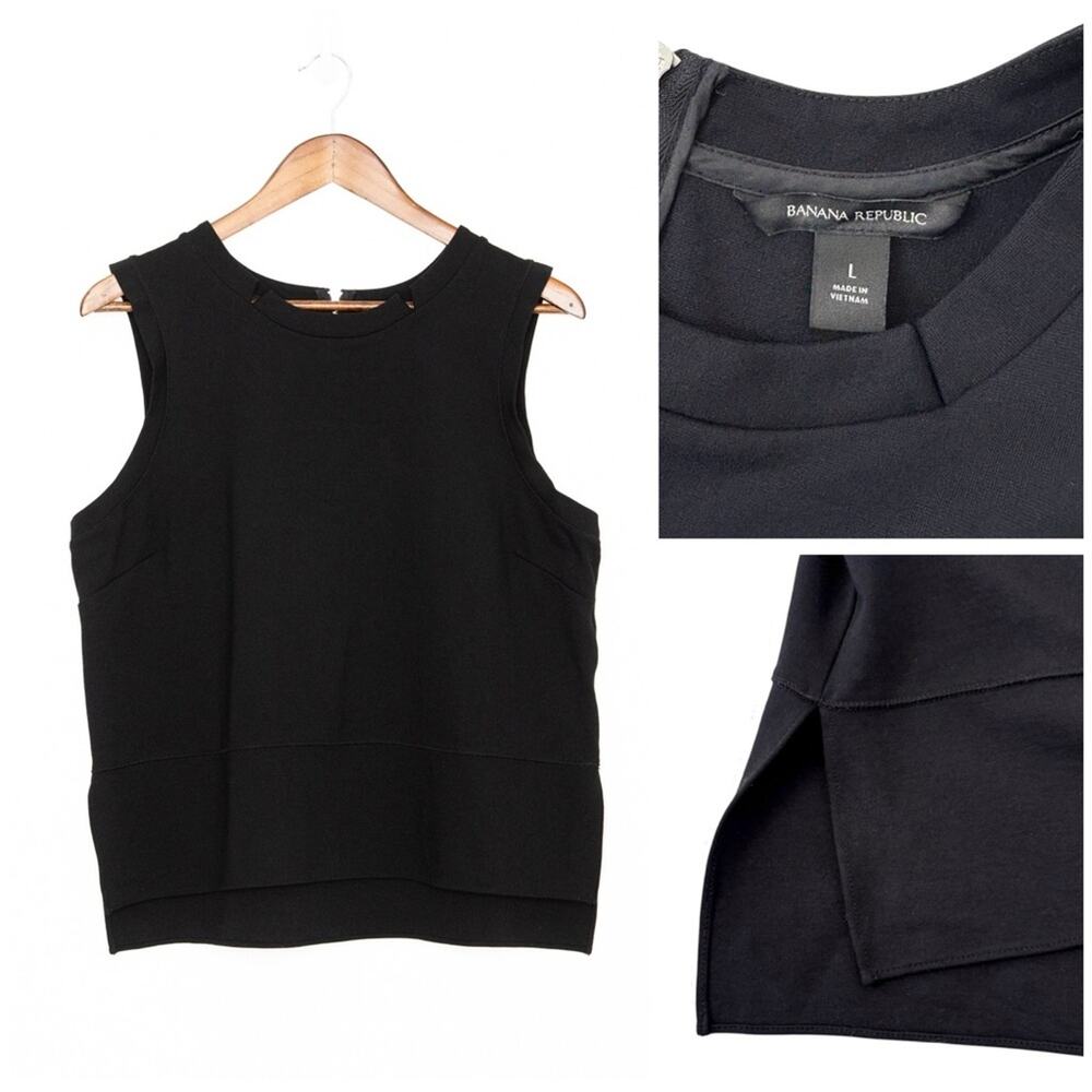Banana Republic Ponte Tank Top Sz L Black Sleeveless Shell Office Work Interview